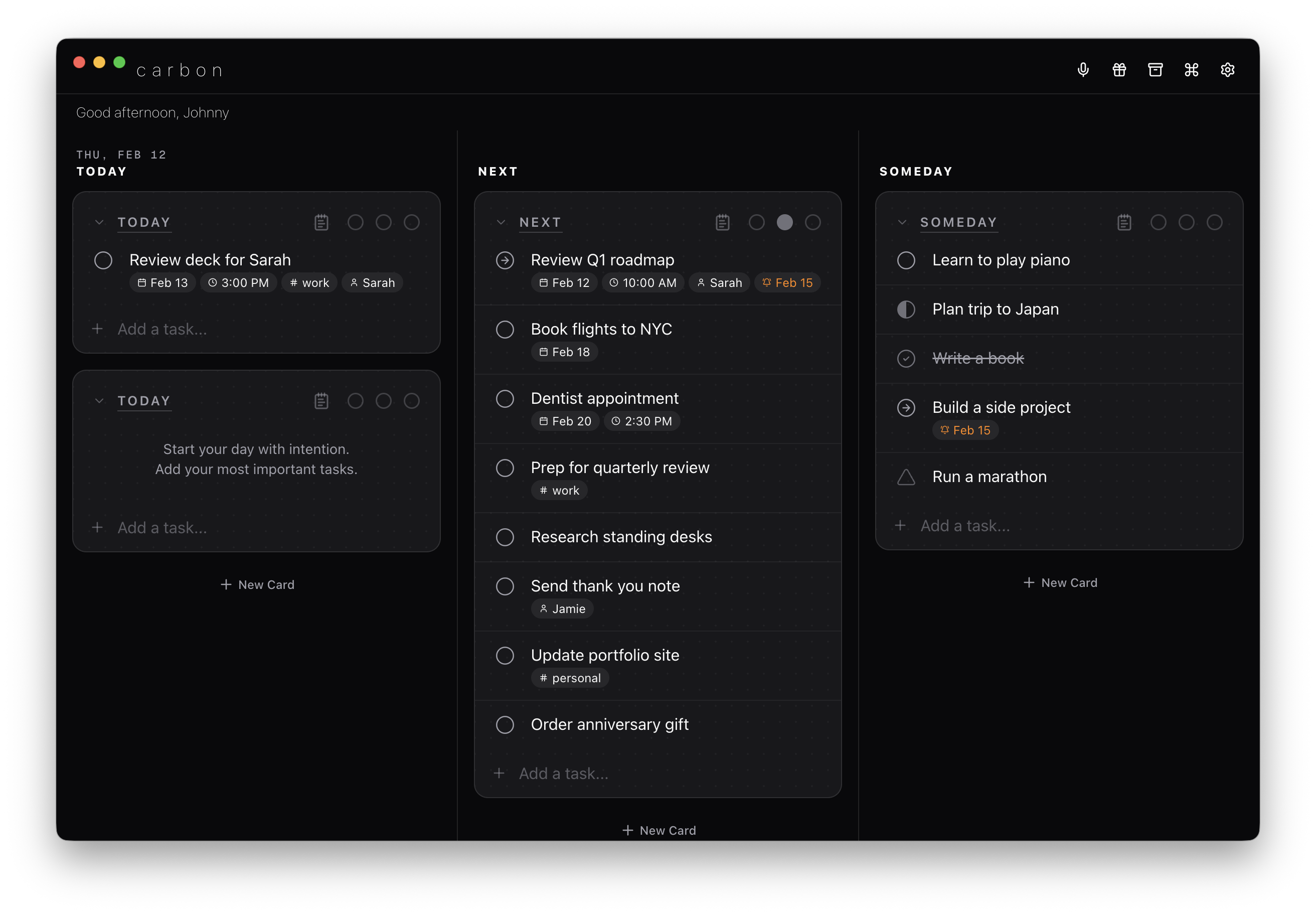 Carbon Web App - Light mode