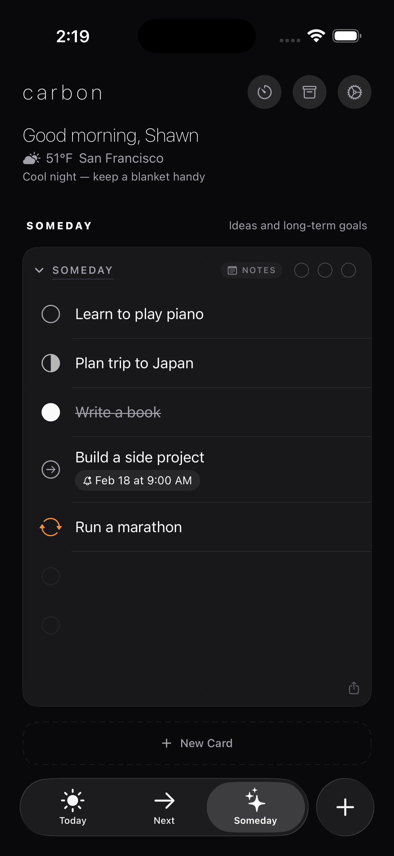 Carbon Signals in action - Dark mode